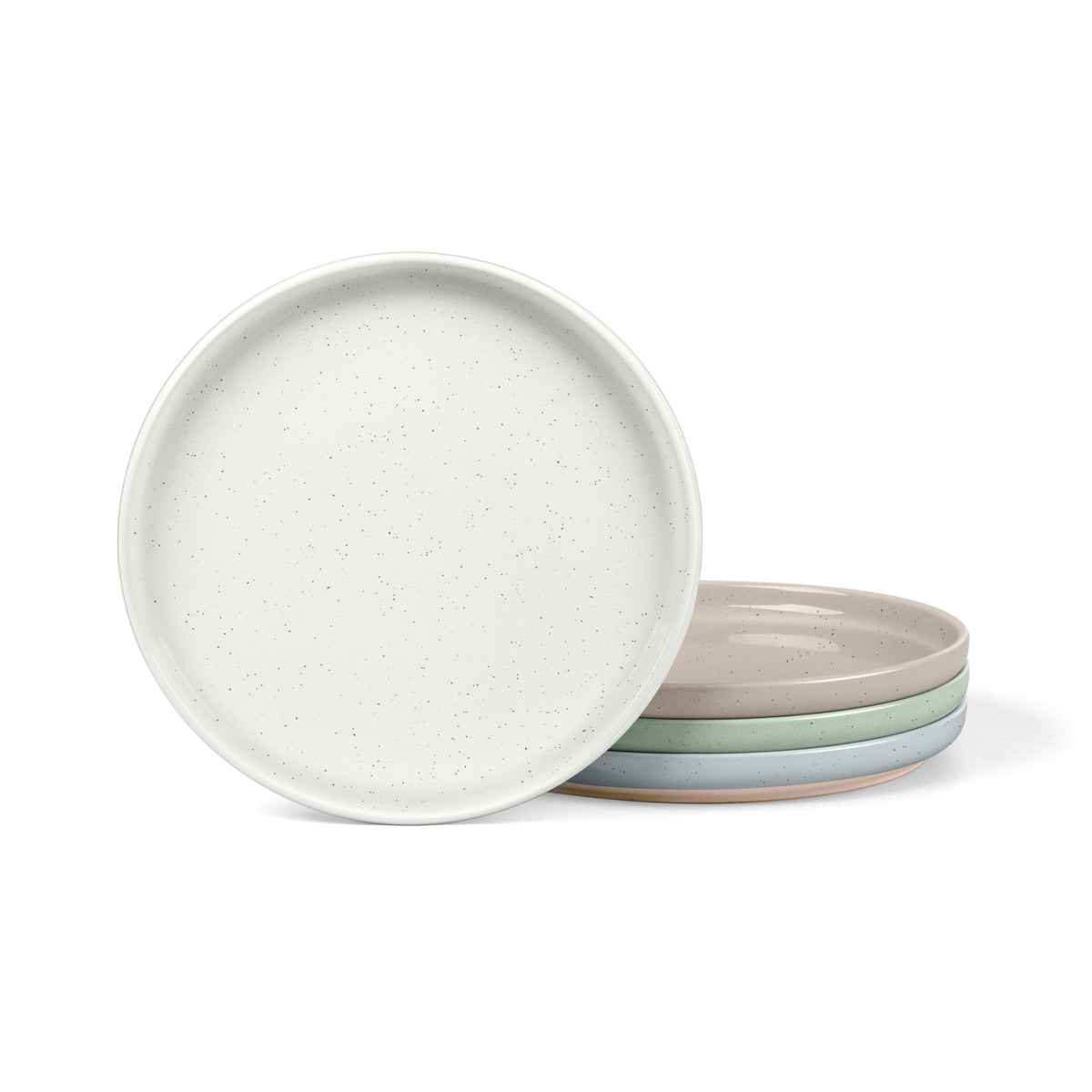 LIANYU Dinner Plates Set of 4, 10.5 Inch Stoneware Plate for Kitchen Dining, Large & Round Ceramic Salad Dishes Set, Microwave, Oven & Dishwasher Safe, Scratch Resistant, Stackable, Snowy White