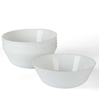 Martha Stewart Opalton Dinner Plates 6-Piece 10-Inch Plate Set – Chip and Break Resistant Opal Glass Plates - White