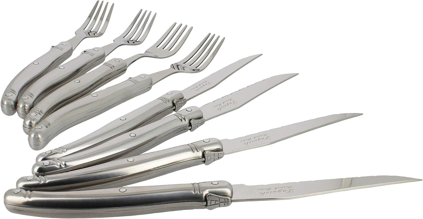 Laguiole 8-Piece Stainless Steel Steak Knife and Fork Set