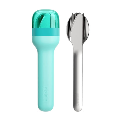 Zoku Pocket Utensil Set Stainless Steel Fork, Knife, and Spoon in Case Grey