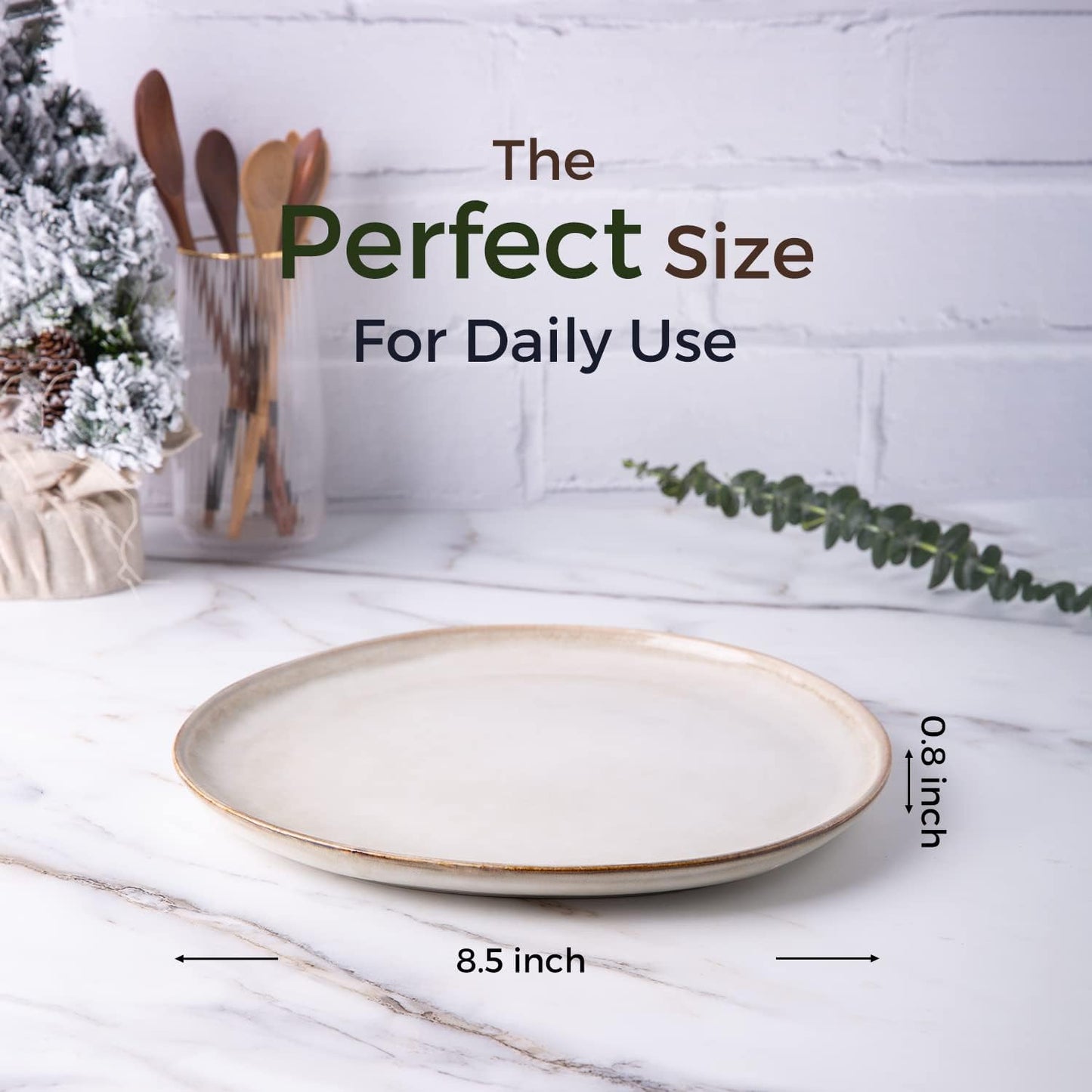 AmorArc Ceramic Plates Set of 6,8.5 Inch Stoneware Small Dinner Plates Set | Handmade Reactive Glaze Rustic Plates s for Dessert,Salad,Appetizer,Dinner ,Microwave & Dishwasher Safe,Scratch Resistant