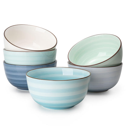 Sweese 10 Oz Ceramic Ice Cream Bowls, Set of 6, Dishwasher Microwave Safe Dessert Bowls in Assorted Cool Colors