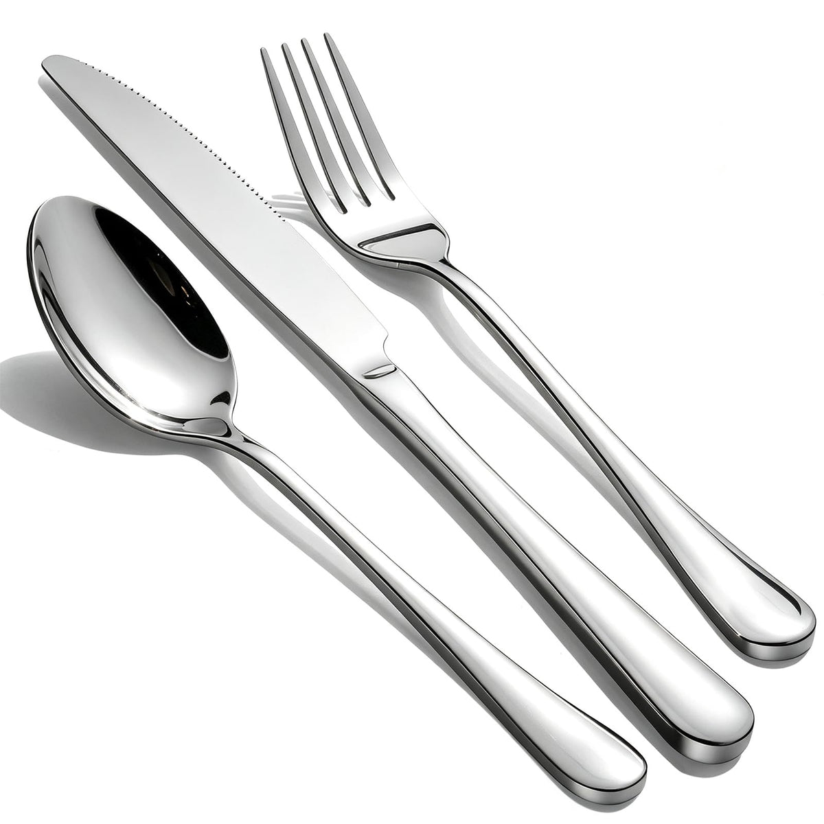 60-Piece Silverware Set for 20 - Stainless Steel Flatware Cutlery Set, Mirror Polished Flatware Set Include Forks Spoons Knives for Home Wedding Restaurant, Dishwasher Safe, Silver, 60 PCS