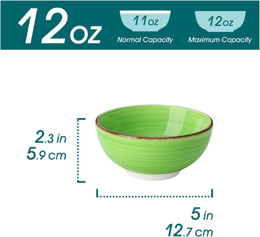 vancasso Bonita 12 Oz Small Bowls Set of 6, Ceramic Mini Dessert & Dipping Dishes, 5" Kids Bowls for Dip and Snacks, Microwave Safe Multicolor