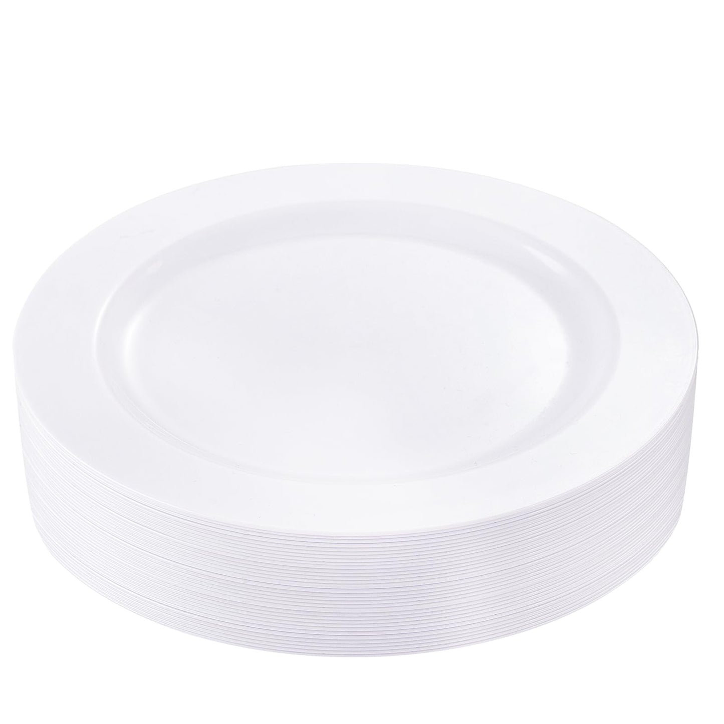 bUCLA 100Pieces Gold Plastic Plates - 6.25inch White with Gold Rim Disposable Salad/Dessert/Appetizer/Small Cake Plates Premium Hard - Ideal for Wedding, Party