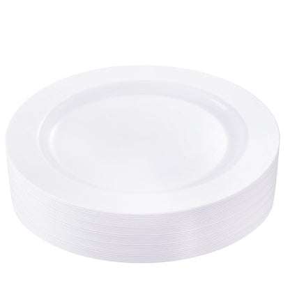 bUCLA 100Pieces Gold Plastic Plates - 6.25inch White with Gold Rim Disposable Salad/Dessert/Appetizer/Small Cake Plates Premium Hard - Ideal for Wedding, Party