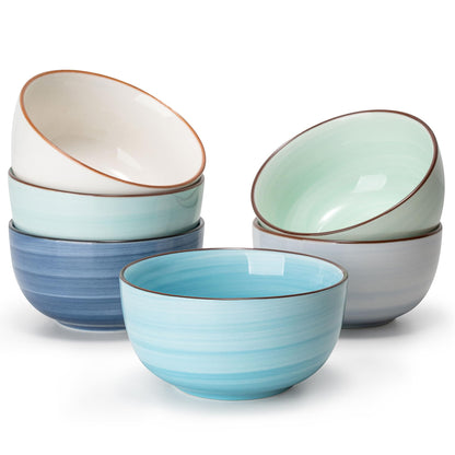Sweese 10 Oz Ceramic Ice Cream Bowls, Set of 6, Dishwasher Microwave Safe Dessert Bowls in Assorted Cool Colors