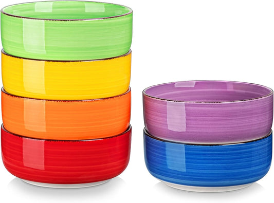 vancasso Bonita Cereal Bowls Set of 6, 24 OZ Ceramic Bowls for Kitchen, Dishwasher & Microwave Safe Bowls for Soup, Cereal, Dessert, Fruit, Warm Colored Bowl Set