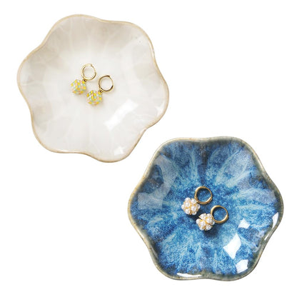 JAMEND CLXP Lotus Leaf Shape Decorative Ring Tray, Small Key Bowl, Ceramic Trinket Tray Jewelry Dish Organizing Necklace Earrings, Home Decoration for Mom Best Friend Sister, Pink.