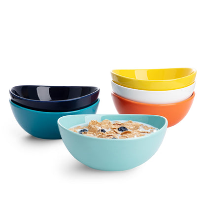 Sweese 18 oz Medium White Porcelain Bowls - Set of 6 Cereal, Soup, Rice & Salad Bowls, Ceramic Serving Bowls for Everyday Use