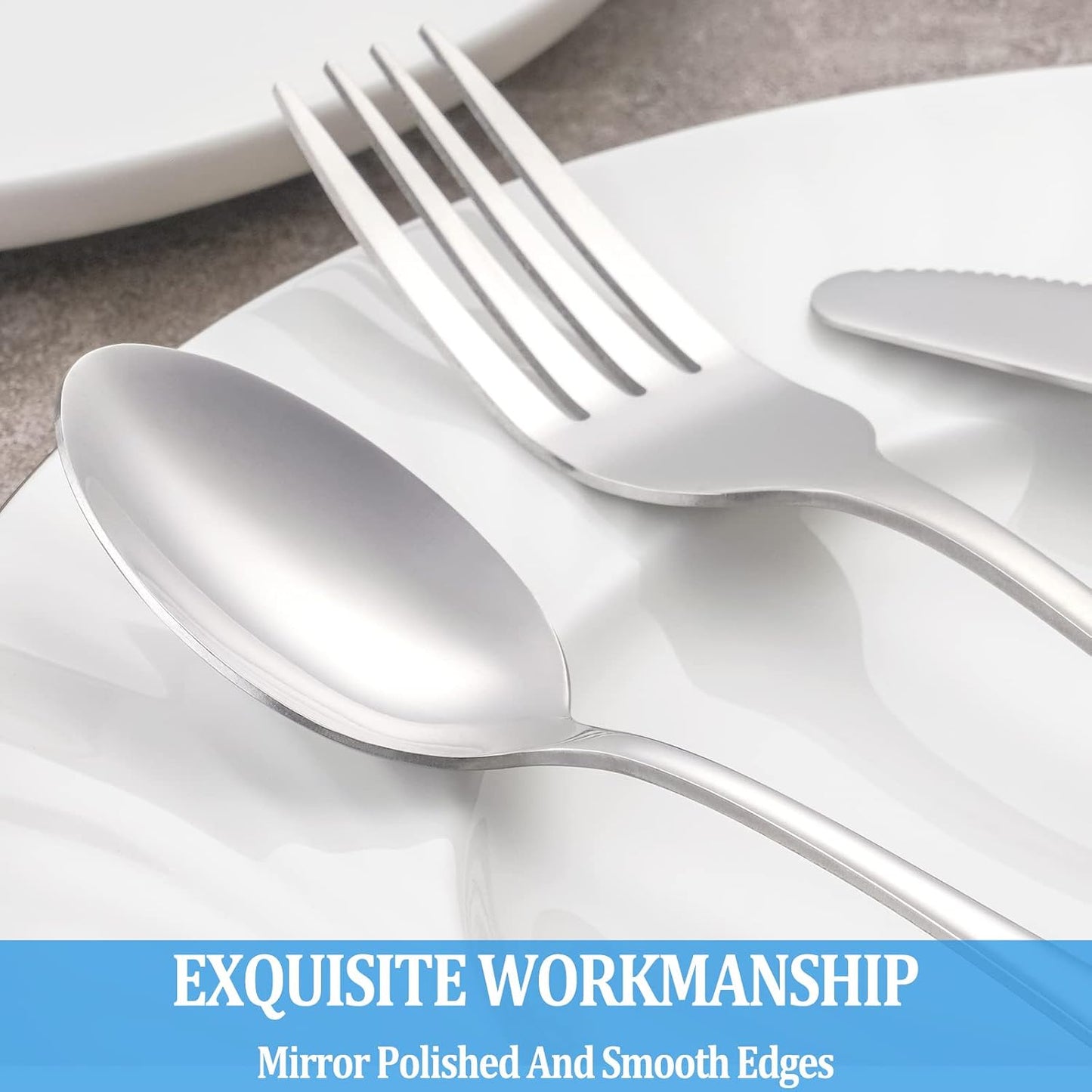 Dinner Spoon Set,16 Pcs 7.3" Tablespoons,Premium Food Grade Stainless Steel Spoons,Durable Metal Spoon,Tablespoon,Silverware Spoons Only,Mirror Finish & Dishwasher Safe,Use for Home,Restaurant