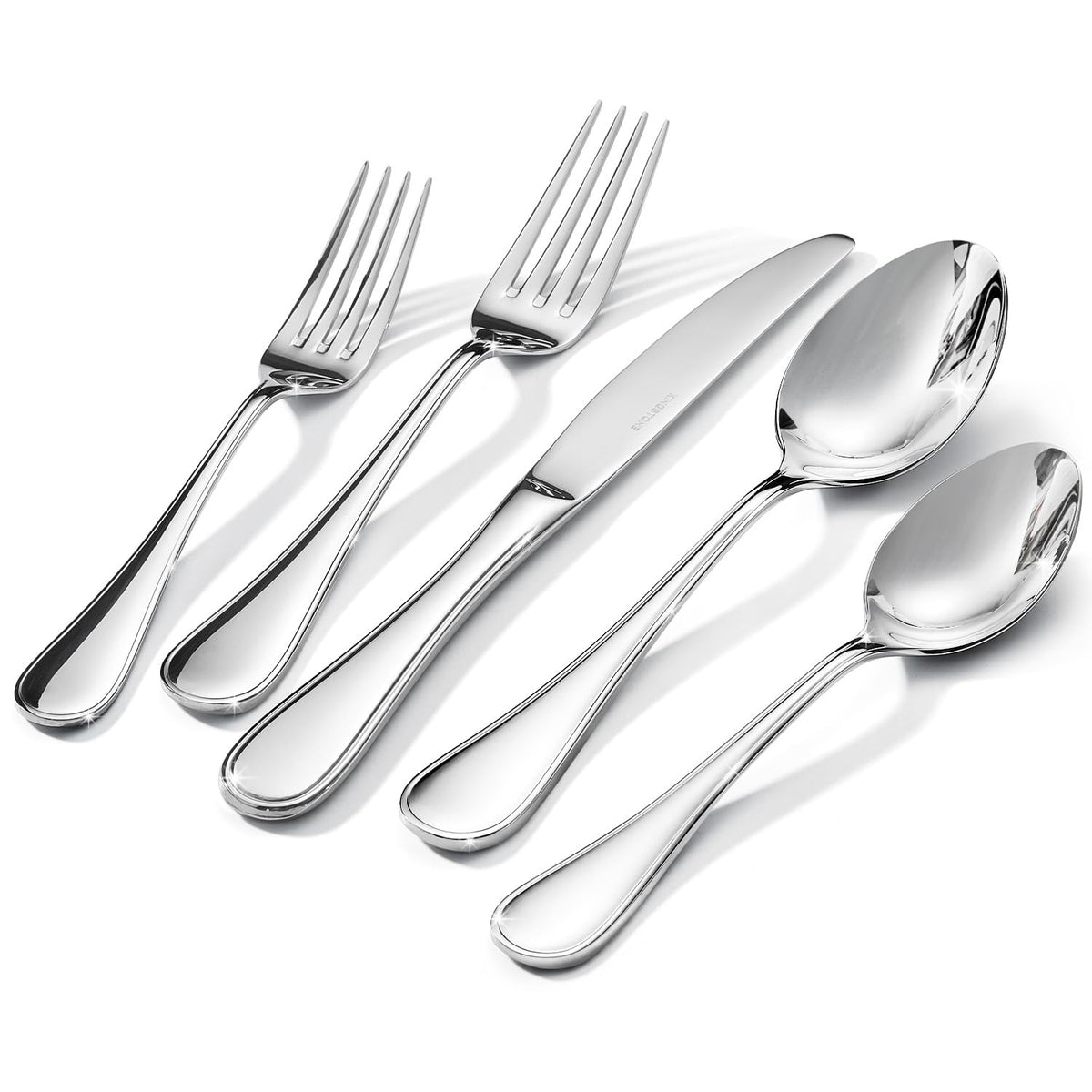 18/10 Stainless Steel Silverware Set for 8, 40 Piece Teardrop Flatware Set | KINGSTONE Heavy Cutlery Set, Mirror Polished Knives Forks and Spoons Utensils, Dishwasher Safe for Home Kitchen Wedding