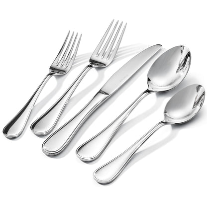18/10 Stainless Steel Silverware Set for 8, 40 Piece Teardrop Flatware Set | KINGSTONE Heavy Cutlery Set, Mirror Polished Knives Forks and Spoons Utensils, Dishwasher Safe for Home Kitchen Wedding