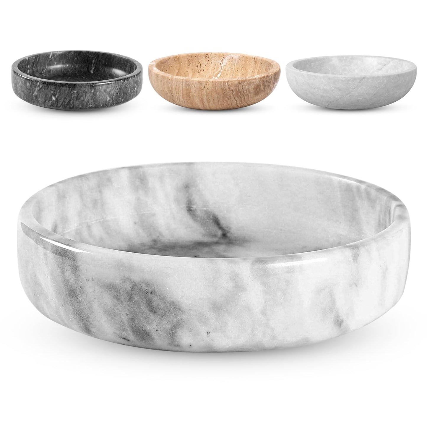 FNTSTICGOODS Travertine Decorative Bowl - 7.8” Diameter & 2” Height - Key Bowl for Entryway Table - Travertine - Organic Modern Centerpiece - Beige/Natural