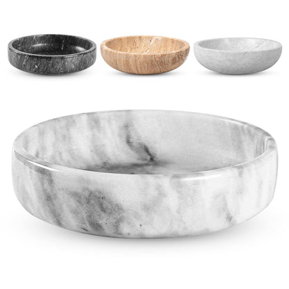 FNTSTICGOODS Travertine Decorative Bowl - 7.8” Diameter & 2” Height - Key Bowl for Entryway Table - Travertine - Organic Modern Centerpiece - Beige/Natural
