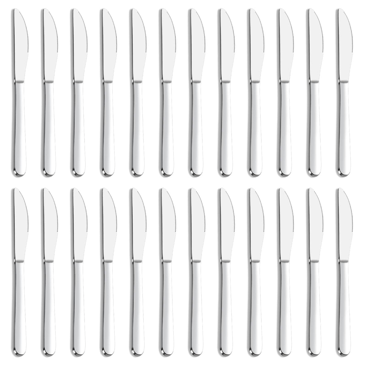 24-Piece Forks and Knives Set for 12, Food-Grade Stainless Steel Silverware Set with 12 Dinner Knives & 12 Forks, Mirror Polished Fork Silverware, Butter Knife and Metal Fork, Dishwasher Safe