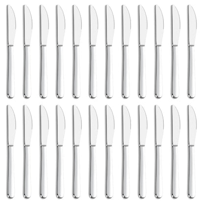 24-Piece Forks and Knives Set for 12, Food-Grade Stainless Steel Silverware Set with 12 Dinner Knives & 12 Forks, Mirror Polished Fork Silverware, Butter Knife and Metal Fork, Dishwasher Safe