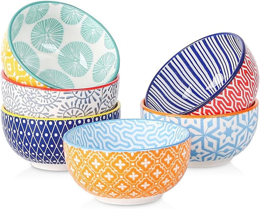 Selamica Ceramic 4 OZ Dipping Bowls Set of 6, Assorted Colors | 3.5 Inch Mini Bowl for Dipping, Side Dishes, Microwave Dishwasher Safe