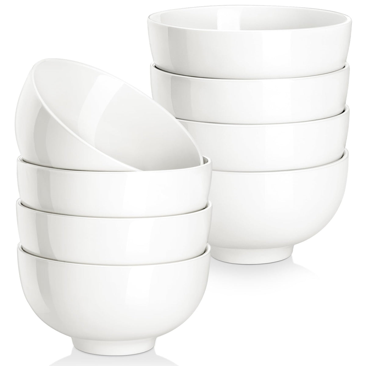MALACASA 26 Oz White Ceramic Soup Bowls of 4, Cereal Bowls for Kitchen | Perfect for soup, cereal, dinner, noodles,ramen or fruit; scratch-resistant, stackable, microwave, oven & dishwasher safe