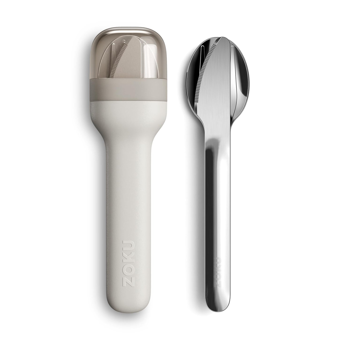 ZOKU Pocket Utensil Set, Charcoal - Stainless Steel Fork, Knife, and Spoon Nest in Hygienic Case - Portable Design for Travel, School, Work, Picnics, Camping and Outdoor Home Use