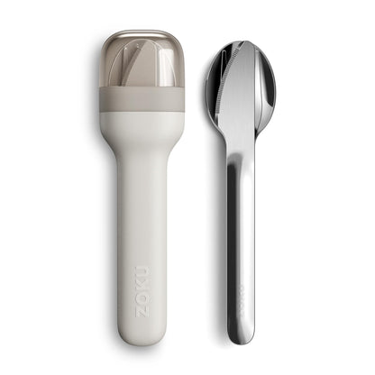 ZOKU Pocket Utensil Set, Charcoal - Stainless Steel Fork, Knife, and Spoon Nest in Hygienic Case - Portable Design for Travel, School, Work, Picnics, Camping and Outdoor Home Use