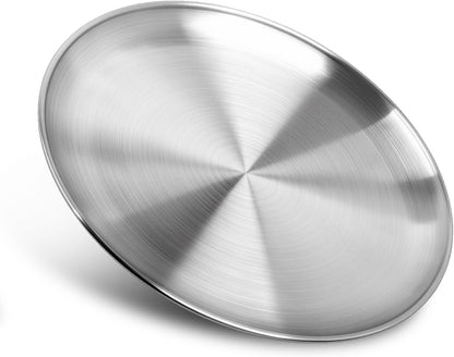 Stainless Steel Plates,10 inch Round Metal Food Serving Plate, Dinner Plates for Outdoor Camping Hiking, Party Serving, Feeding,Non Toxic & Reusable, Dishwasher Safe