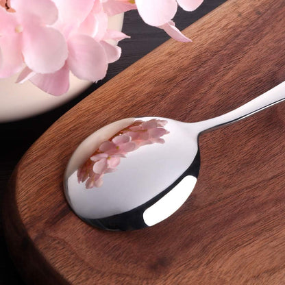 7-Inch Soup Spoons, Baikai Bouillon Spoon,18/10 Stainless Steel Finished Table Dinner Spoons Set of 4 (Silver)