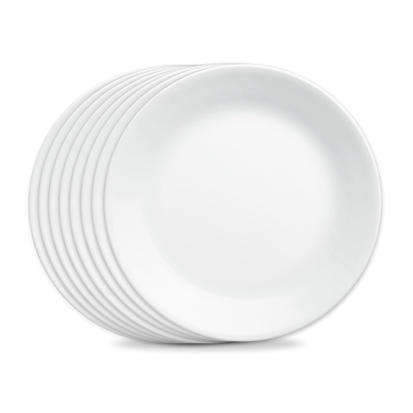 Corelle Vitrelle 8-Piece Dinner Plates Set Triple Layer Glass and Chip Resistant, Lightweight Round Plates, Winter Frost White