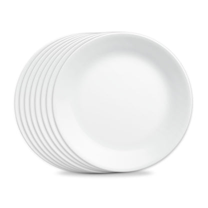 Corelle Vitrelle 6-Piece Salad Appetizer Plate Set Triple Layer Glass and Chip Resistant, 6-3/4-Inch Lightweight Round Plates, Winter Frost White