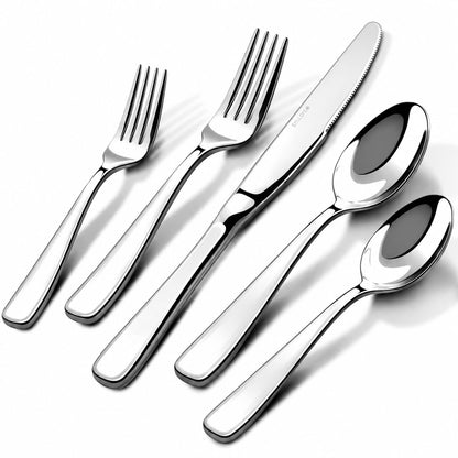 18/10 Silverware Set for 8, 40 Piece Stainless Steel Flatware Set Cutlery | Rust Proof Mirror Polished knives Forks Spoons Utensils, Dishwasher Safe for Dinner Home Kitchen,Wedding Party