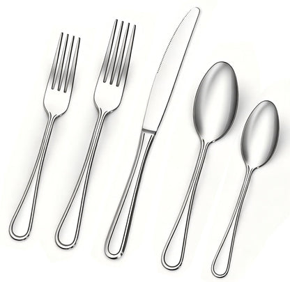BEWOS 20 Piece silverware set - Service for 4, Black Stainless Steel Silverware Set with Mirror Polishing, Including Knives, Forks and Spoons, Dishwasher Safe, Flatware Set Suitable for Home Kitchens