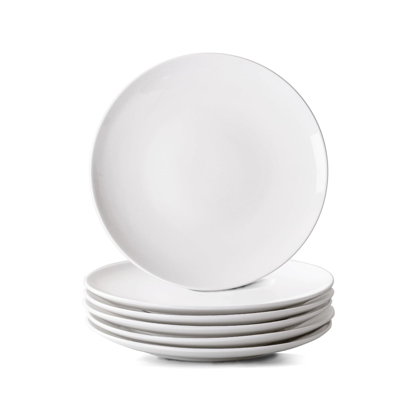 White Dinner Plates Set of 6, 10 Inch Ceramic Plates, White Porcelain Dinner Plates for Kitchen, Everyday Use, Microwave & Dishwasher Safe, 25.4Cm