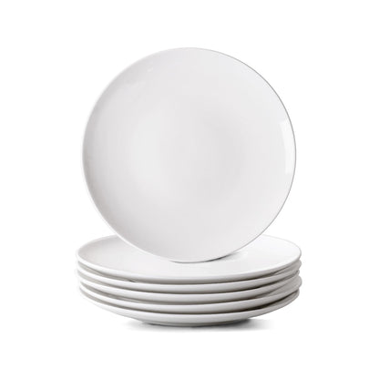 White Dinner Plates Set of 6, 10 Inch Ceramic Plates, White Porcelain Dinner Plates for Kitchen, Everyday Use, Microwave & Dishwasher Safe, 25.4Cm