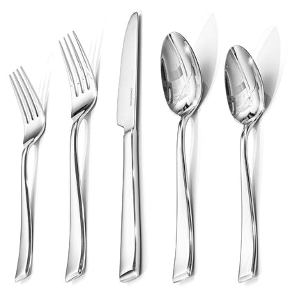 Mirror Polish Silverware Set for 8, 40-Piece 18/10 Stainless Steel Flatware Set, Dishwasher Safe Cutlery Set for Wedding, Home, Restaurant, Knives Spoons and Forks Set