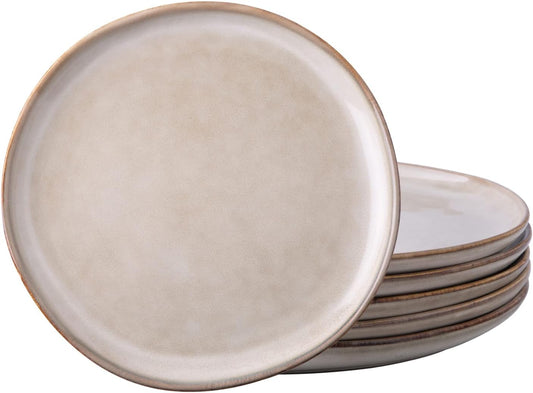 AmorArc Ceramic Plates Set of 6,8.5 Inch Stoneware Small Dinner Plates Set | Handmade Reactive Glaze Rustic Plates s for Dessert,Salad,Appetizer,Dinner ,Microwave & Dishwasher Safe,Scratch Resistant
