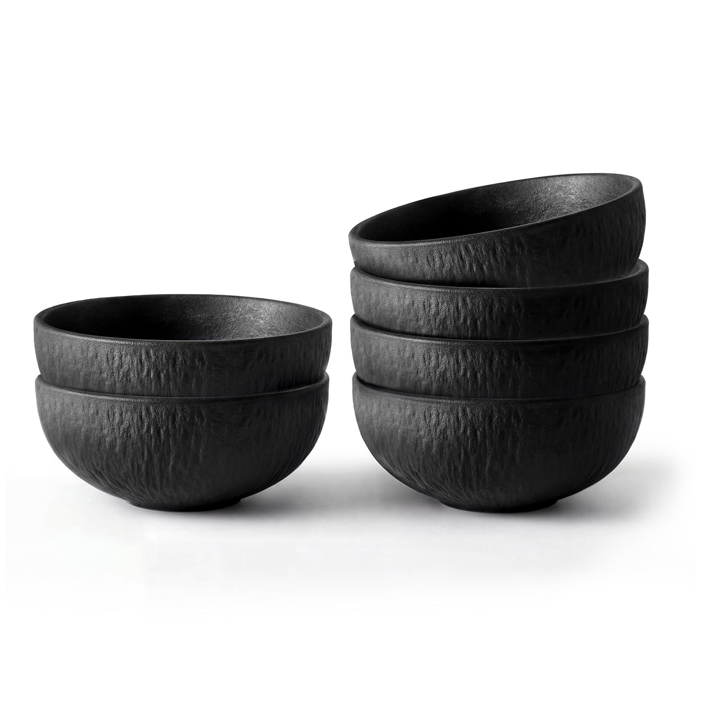 Bowl Set of 4, 20.4 oz Matte Marble Pattern Stoneware Soup Bowls | Black Premium Porcelain Cereal Bowls, Ceramic Dinner Bowls for Salad, Dessert, Pasta, Microwave and Dishwasher Safe