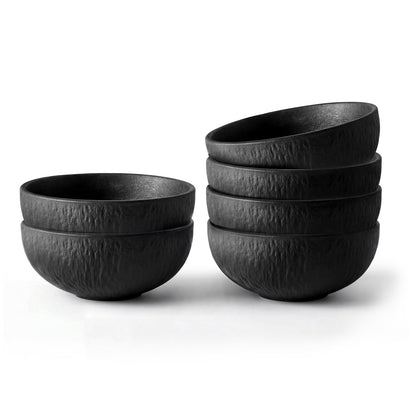 Bowl Set of 4, 20.4 oz Matte Marble Pattern Stoneware Soup Bowls | Black Premium Porcelain Cereal Bowls, Ceramic Dinner Bowls for Salad, Dessert, Pasta, Microwave and Dishwasher Safe