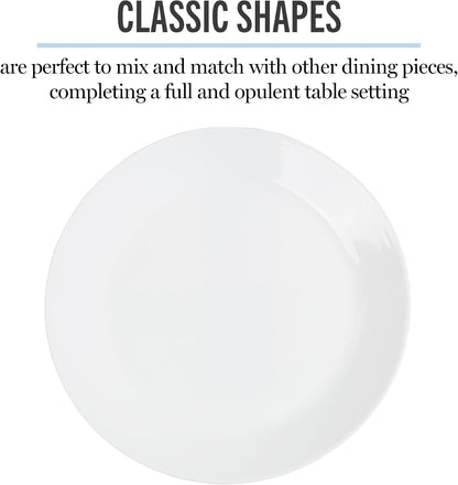 Martha Stewart Opalton Dinner Plates 6-Piece 10-Inch Plate Set – Chip and Break Resistant Opal Glass Plates - White