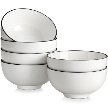 MALACASA 26 Oz White Ceramic Soup Bowls of 4, Cereal Bowls for Kitchen | Perfect for soup, cereal, dinner, noodles,ramen or fruit; scratch-resistant, stackable, microwave, oven & dishwasher safe