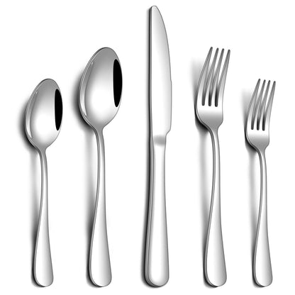 PHILIPALA 30 Piece Silverware Set, Stainless Steel Flatware Set for 6 Food Grade Novelty Flatware Cutlery Utensil Set Include Knife Fork Spoon Mirror Polished Dishwasher Safe