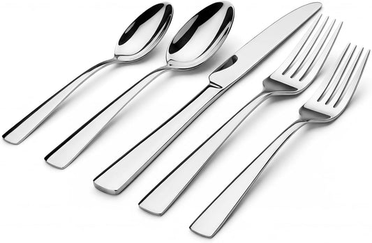 Silverware Set for 8, 45 Piece Stainless Steel Kitchen Utensils Cutlery Set | Gift Package for Wedding Housewarming, Heavy-Duty Steak Knife Fork and Spoon, Dishwasher Safe, Ergonomic Design, Flatware Set
