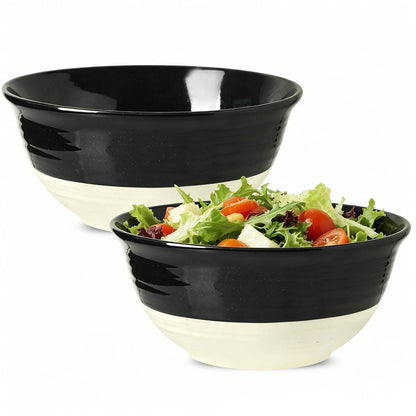 Hasense Ceramic Soup Bowls Set of 4, 40 Ounce Large Cereal Bowls for Kitchen, 7 Inch Serving Bowls for Salad Pasta Ramen Pho Popcorn, Dishwasher Microwave Safe, Navy Blue