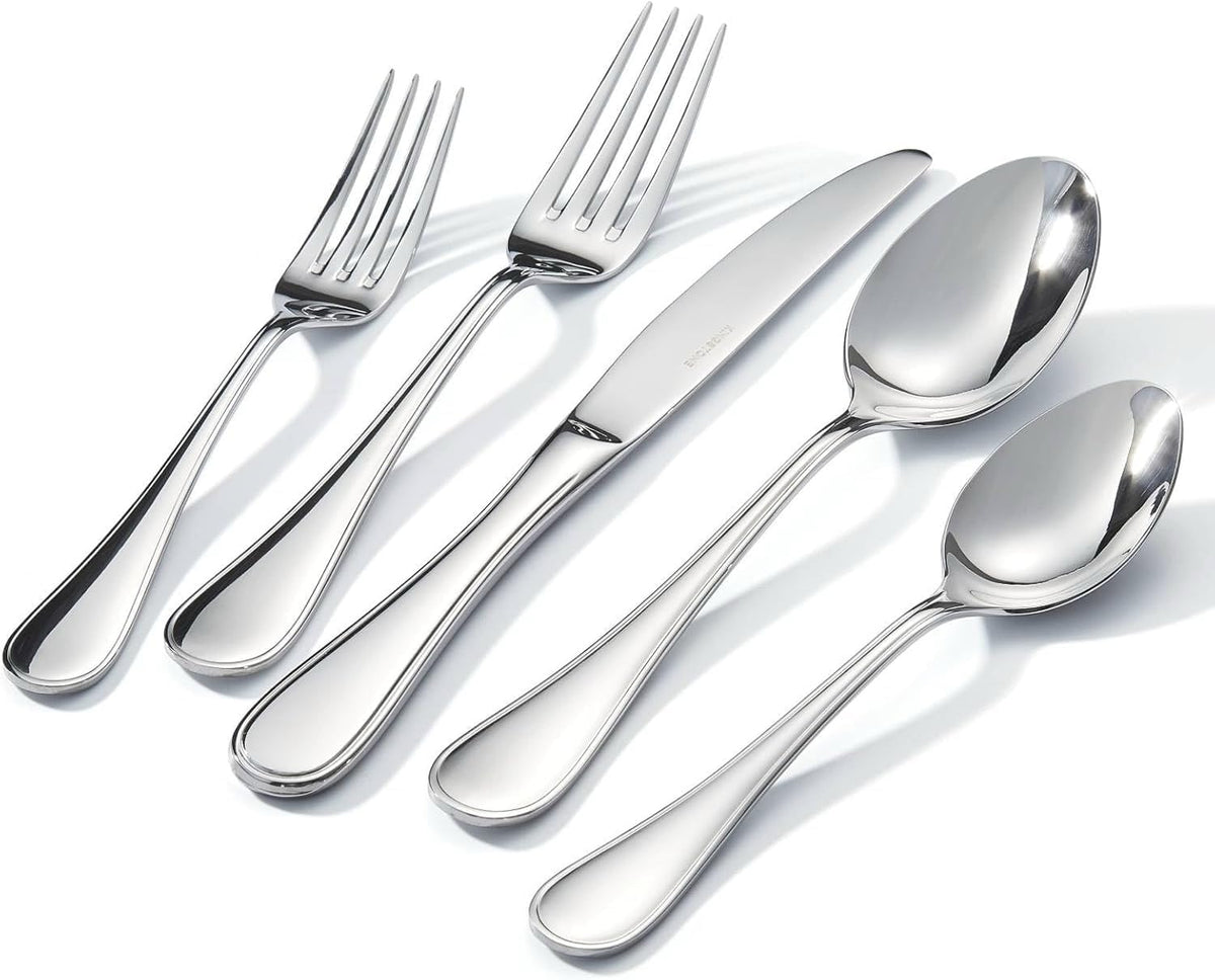 18/10 Stainless Steel Silverware Set for 8, 40 Piece Teardrop Flatware Set | KINGSTONE Heavy Cutlery Set, Mirror Polished Knives Forks and Spoons Utensils, Dishwasher Safe for Home Kitchen Wedding