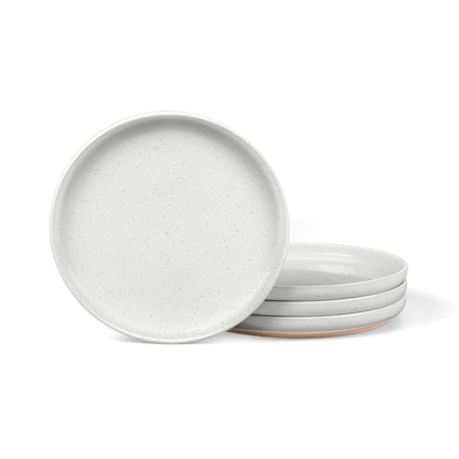 LIANYU Dinner Plates Set of 4, 10.5 Inch Stoneware Plate for Kitchen Dining, Large & Round Ceramic Salad Dishes Set, Microwave, Oven & Dishwasher Safe, Scratch Resistant, Stackable, Snowy White