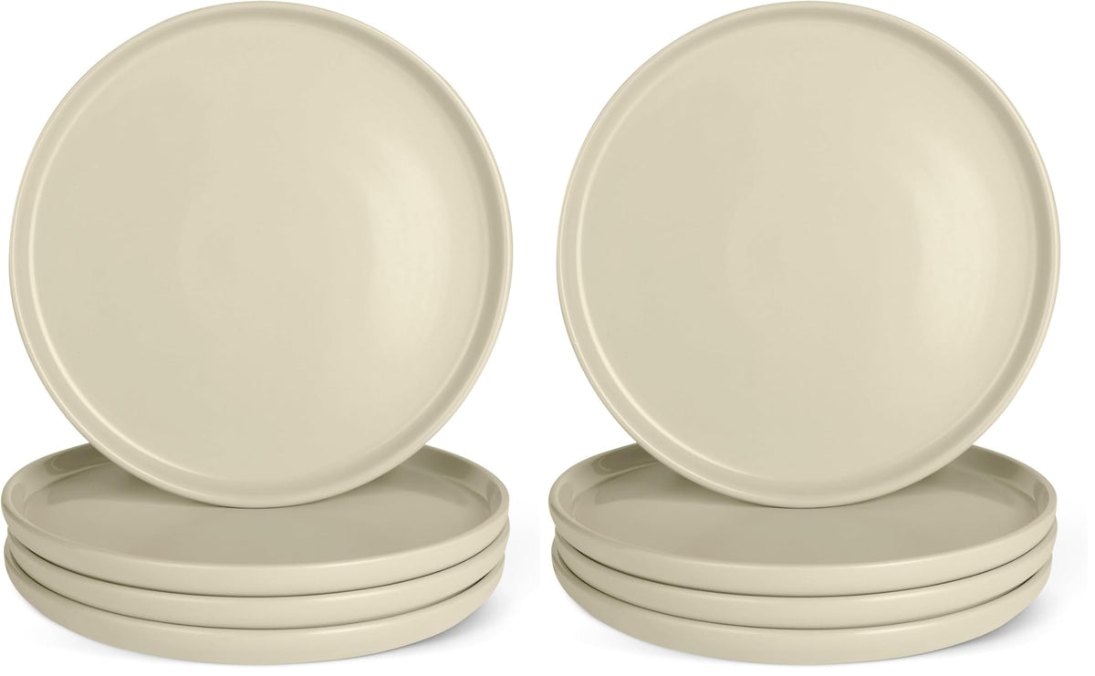 Amazon Basics Glazed Stoneware Dinner Plates, Ceramic 4-Piece Set, Microwave and Dishwasher-Safe, 10.5 in., Ivory