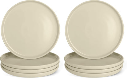 Amazon Basics Glazed Stoneware Dinner Plates, Ceramic 4-Piece Set, Microwave and Dishwasher-Safe, 10.5 in., Ivory