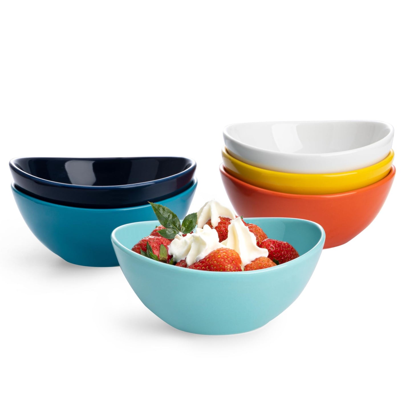 Sweese 18 oz Medium White Porcelain Bowls - Set of 6 Cereal, Soup, Rice & Salad Bowls, Ceramic Serving Bowls for Everyday Use