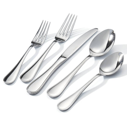 18/10 Stainless Steel Silverware Set for 8, 40 Piece Teardrop Flatware Set | KINGSTONE Heavy Cutlery Set, Mirror Polished Knives Forks and Spoons Utensils, Dishwasher Safe for Home Kitchen Wedding
