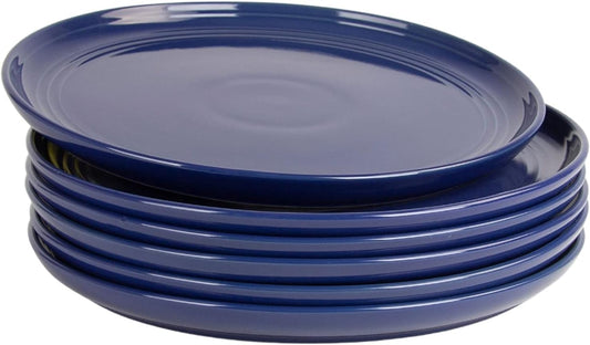 Double Line 8.25" Salad Plate, Set of 6, Cobalt Blue