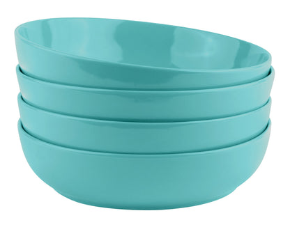 KooK Pasta Bowl, Salad Bowls, Bowls, Serving Bowls, Soup, Ceramic, Large Capacity, Microwave & Dishwasher Safe, Set of 4, 40 Oz, (White)